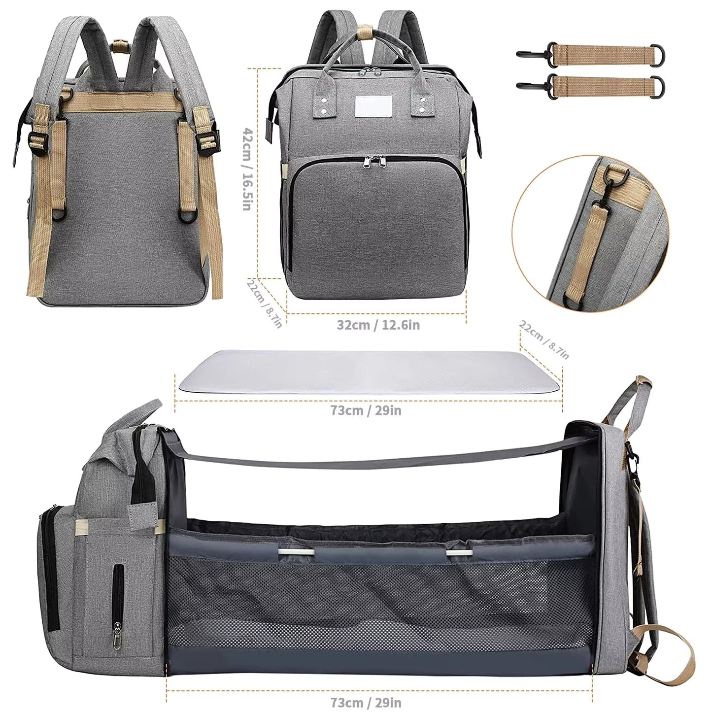 Mochila de Maternidade Multifuncional com Berço Integrado (★★★★⯨) - 4,8